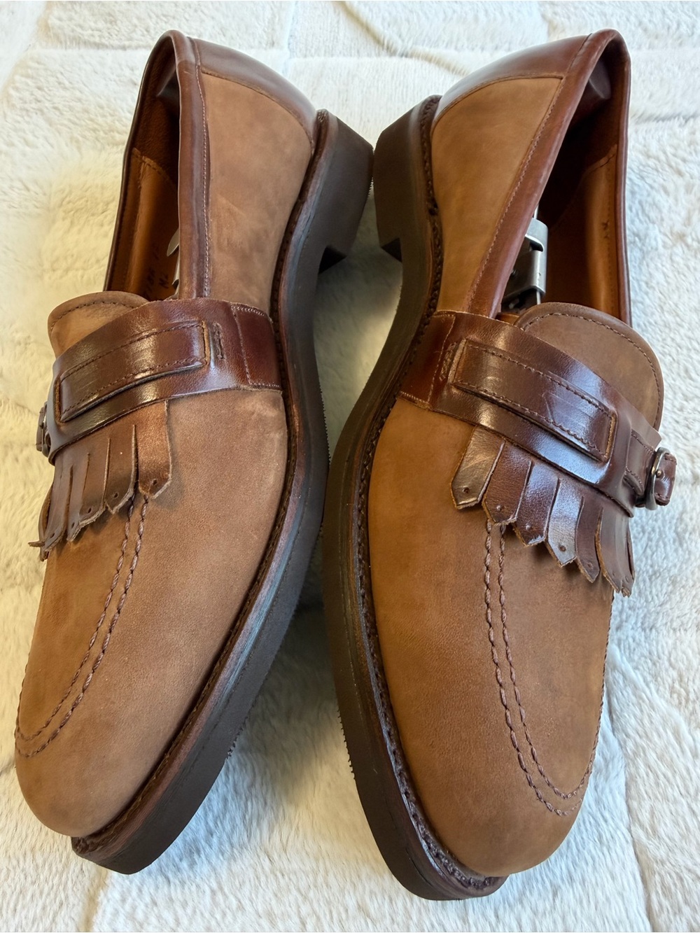 VINTAGE 1982 NEW! Deadstock USA FootJoy Classics Brown Kiltie Fringe Loafers 10 - Picture 4 of 10